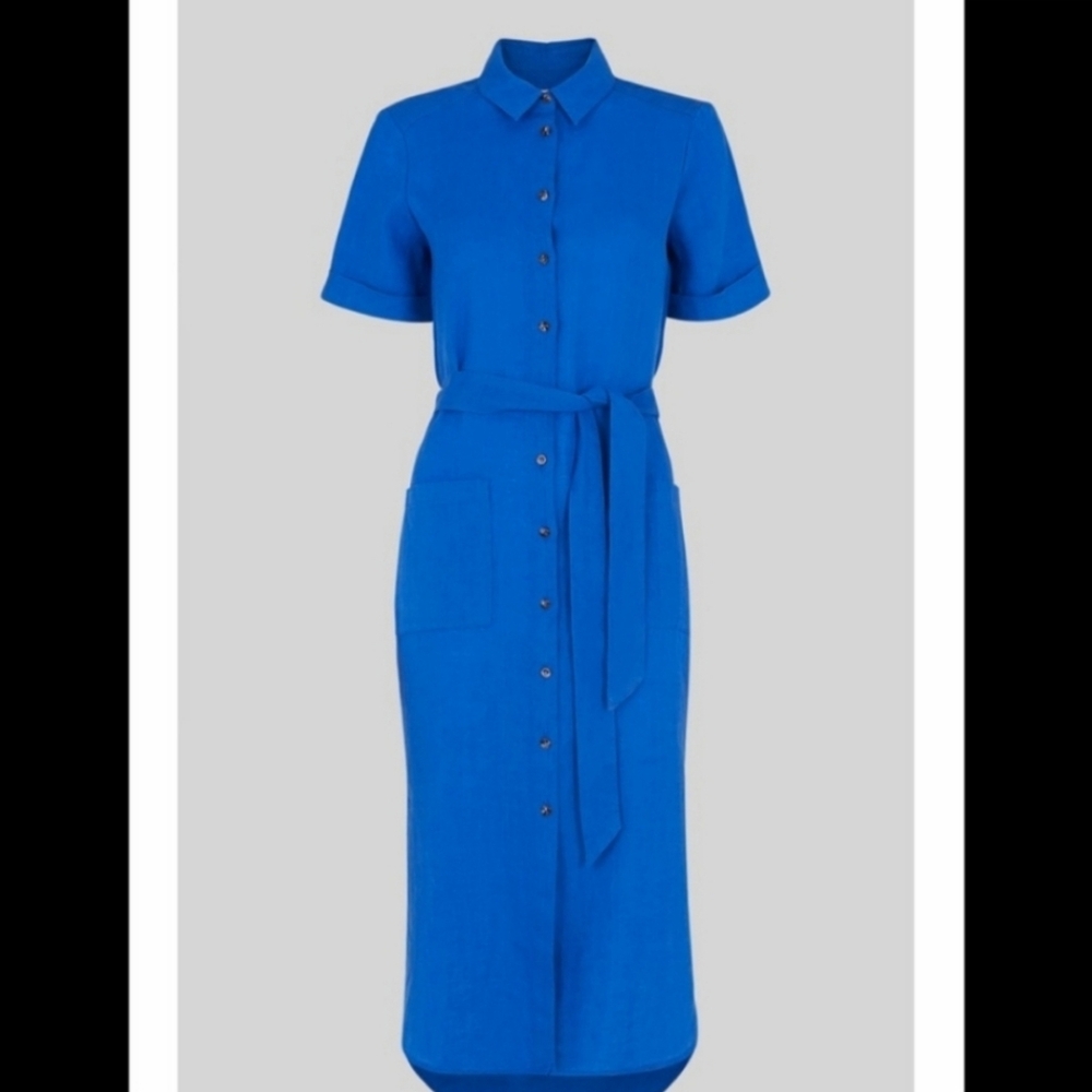 Whistles Cobalt Blue Shirt Midi Dress